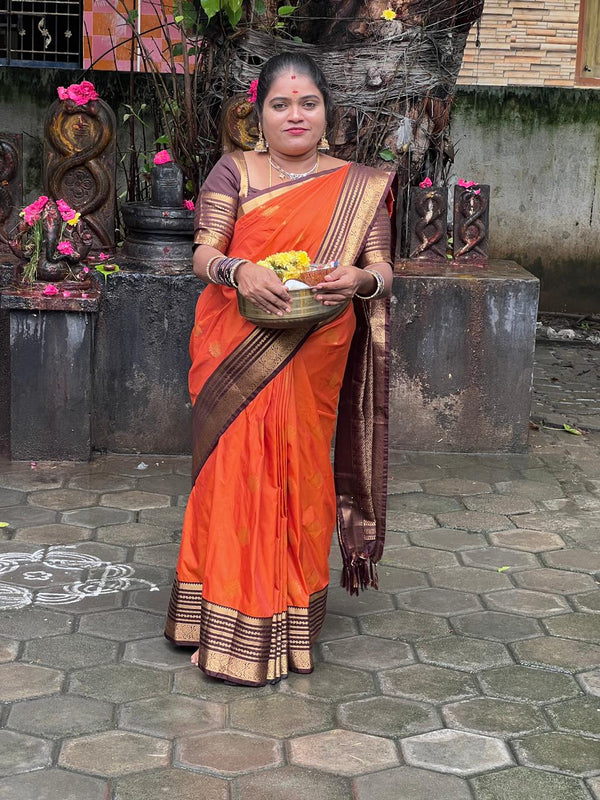 Premium Kanchi Soft Silk (Rusted orange) ) / 5 days dispatch