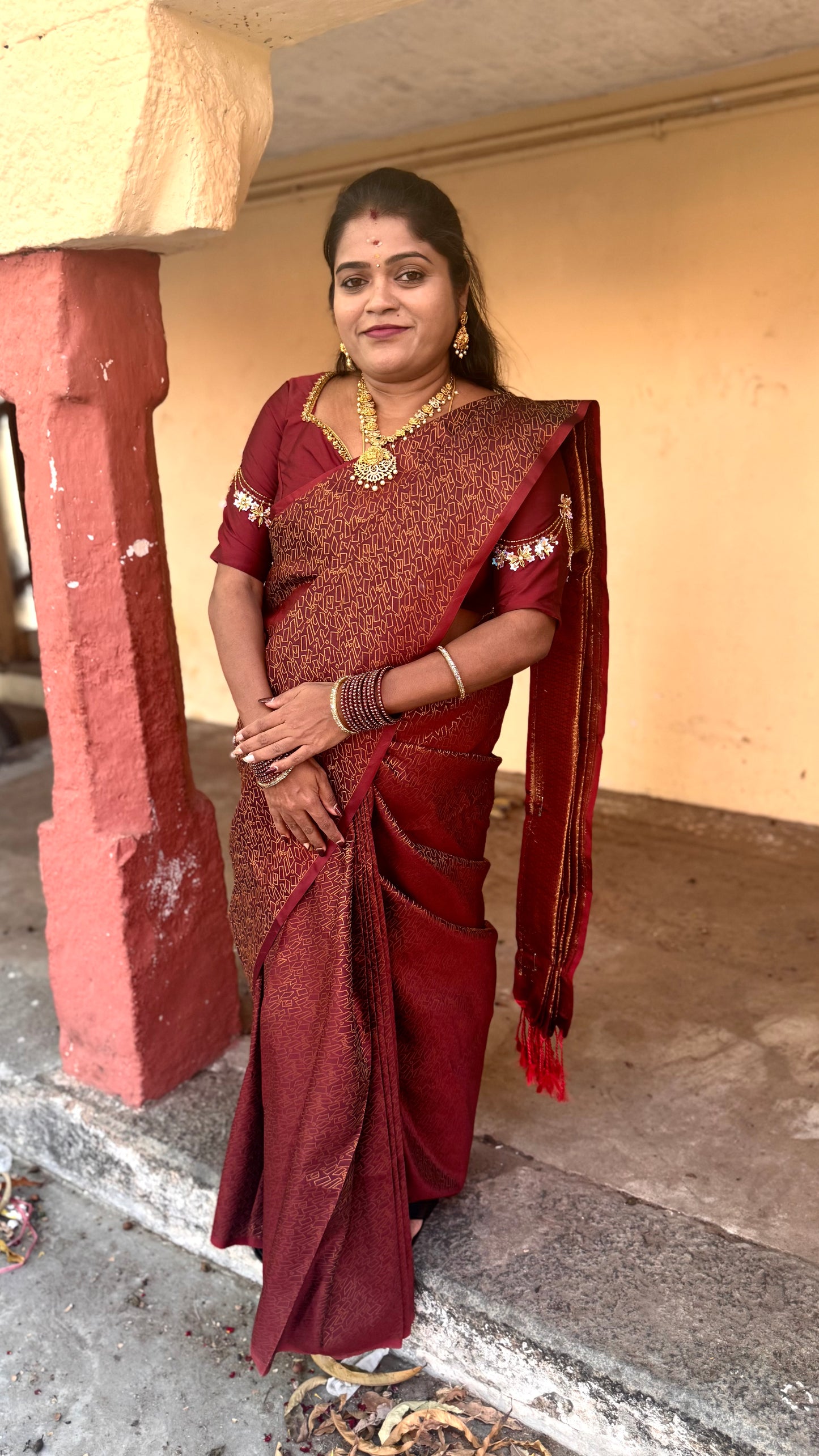 KANCHI SOFT SILK SAREE ( GOLD MAROON)