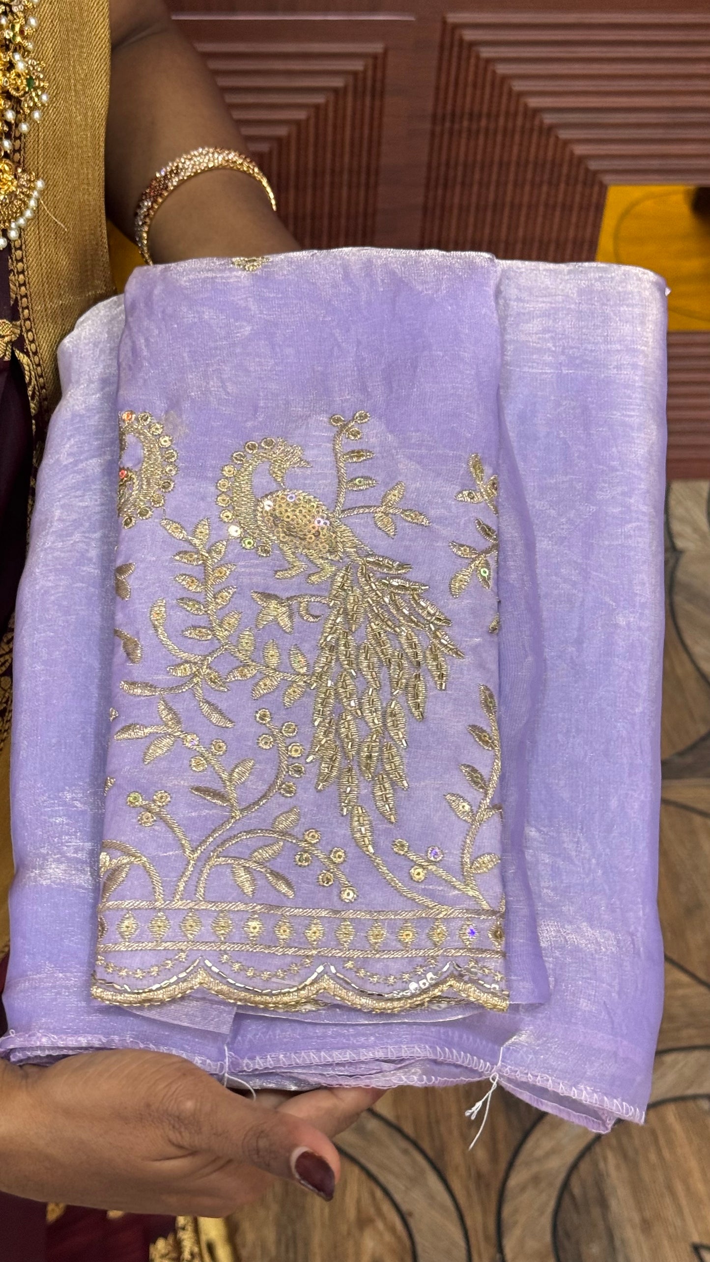Space Silk Designer Sarees ( Purple)