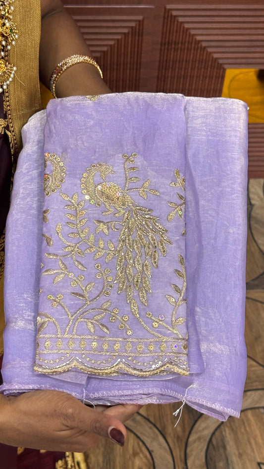 Space Silk Designer Sarees ( Purple)