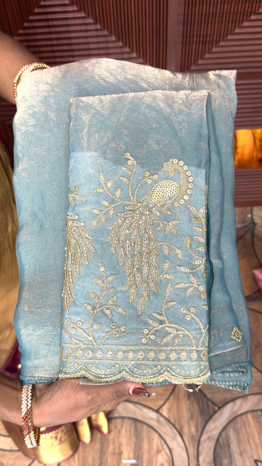 Space Silk Designer Sarees ( blue)