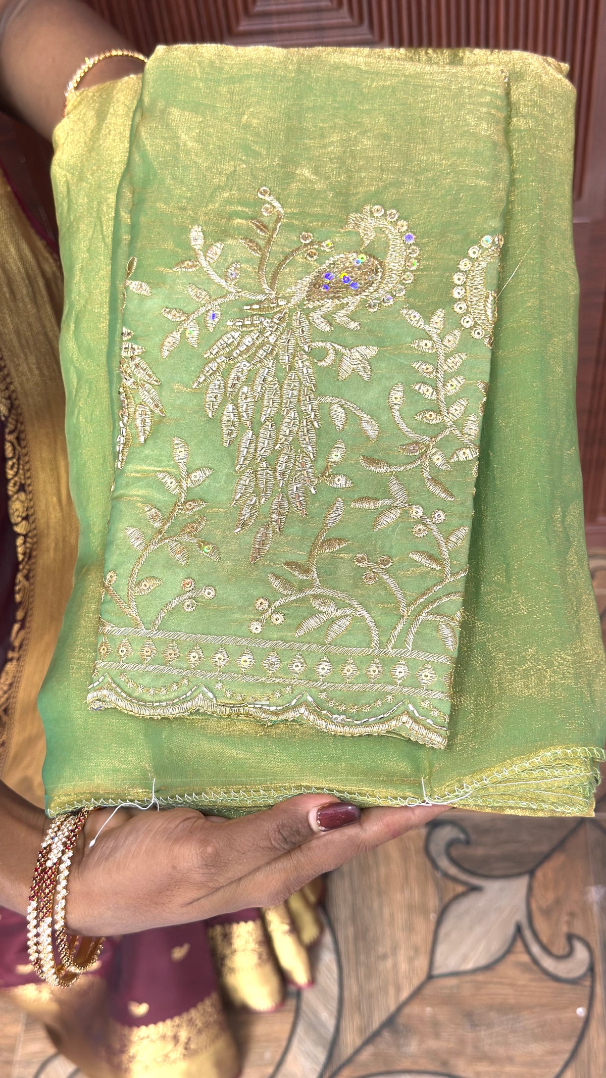 Space Silk Designer Sarees ( Green)