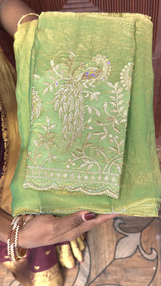 Space Silk Designer Sarees ( Green)