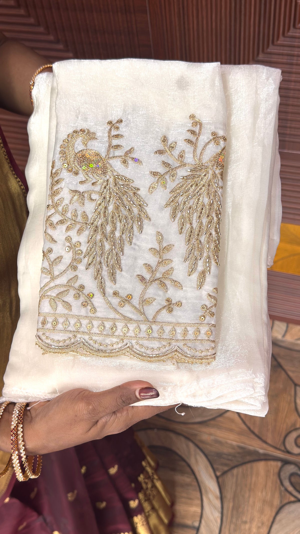 Space Silk Designer Sarees ( whit)