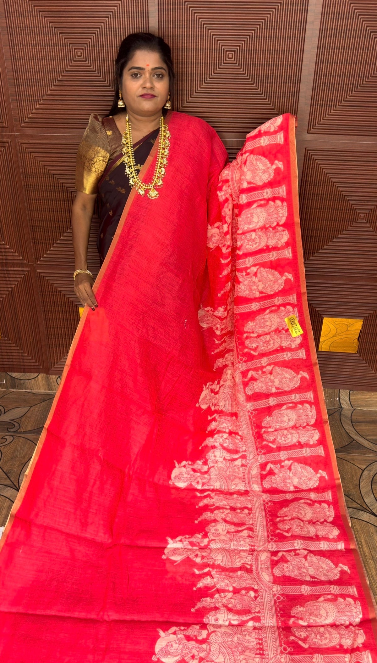 LINEN COTTON SAREE (peach)Pre booking 2 weeks dispatch