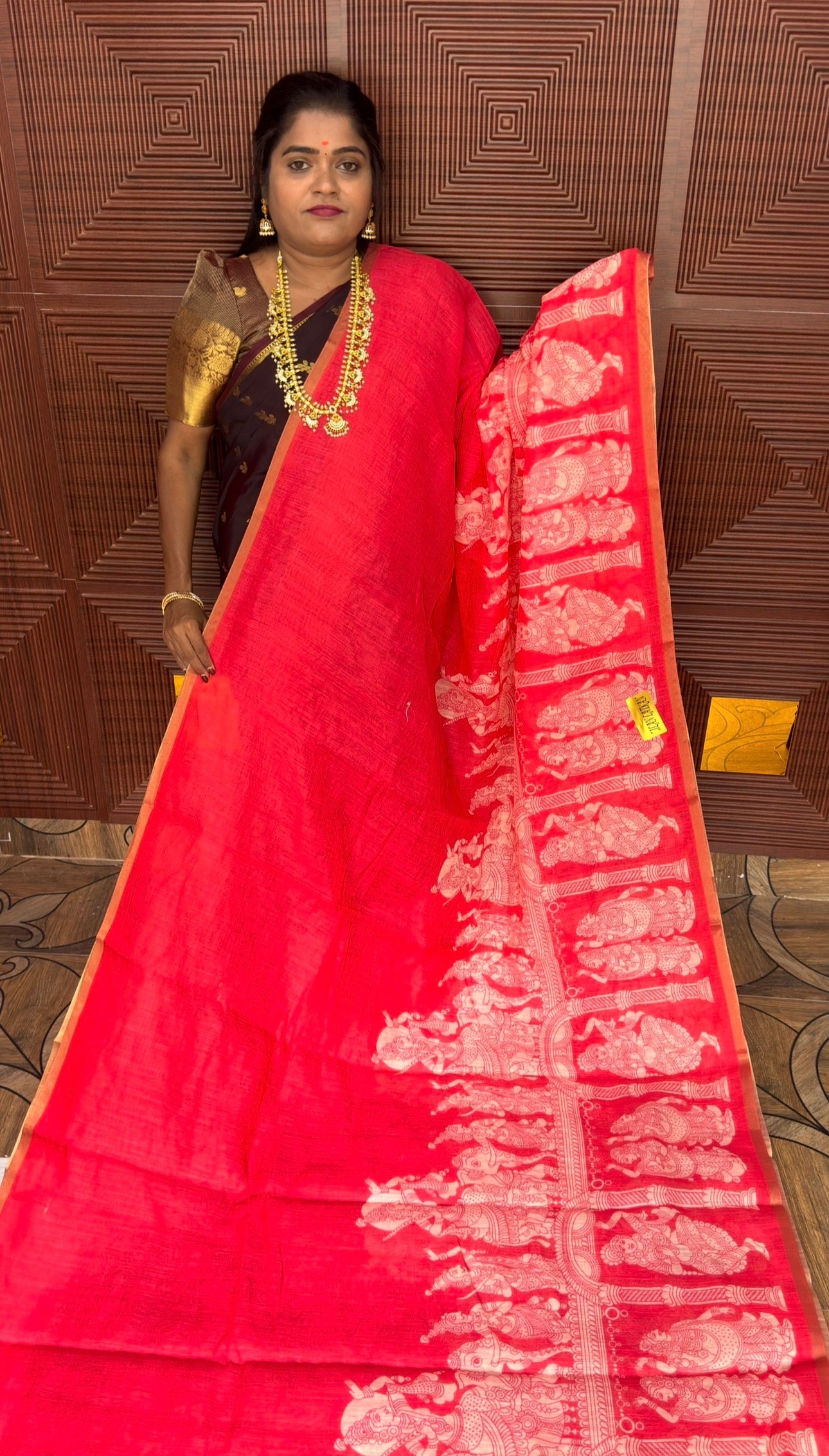 LINEN COTTON SAREE (peach)