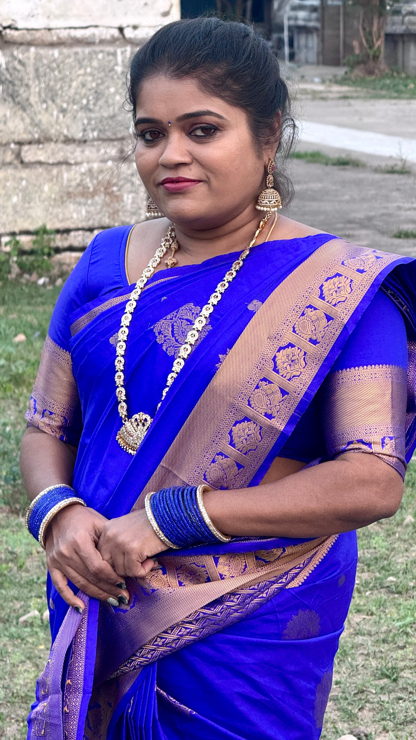 Premium Kanchi Silk saree (Blue)