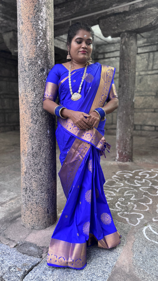 Premium Kanchi Silk saree (Blue)
