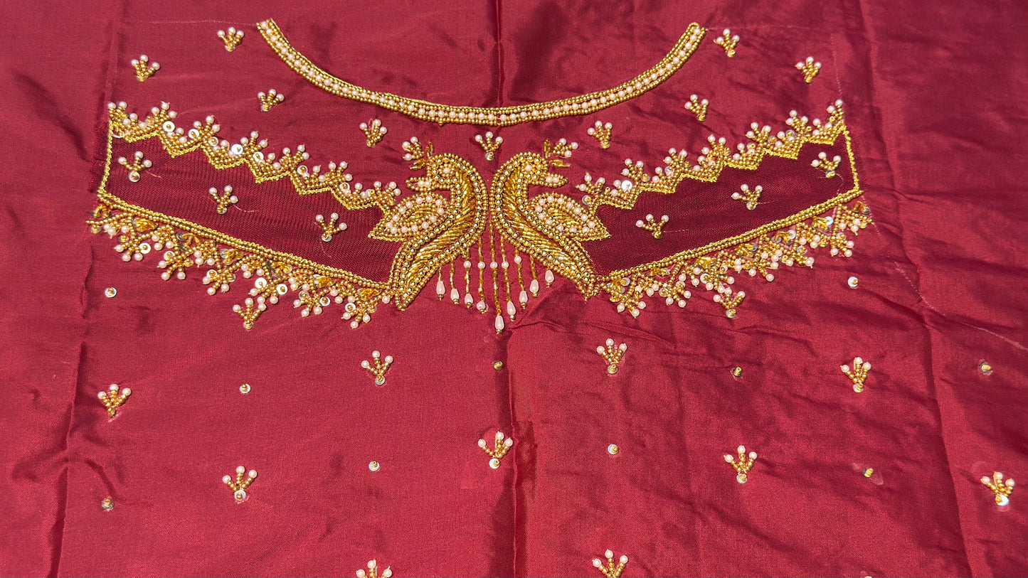 ✨ Elegant Aari Work Blouse Material ✨