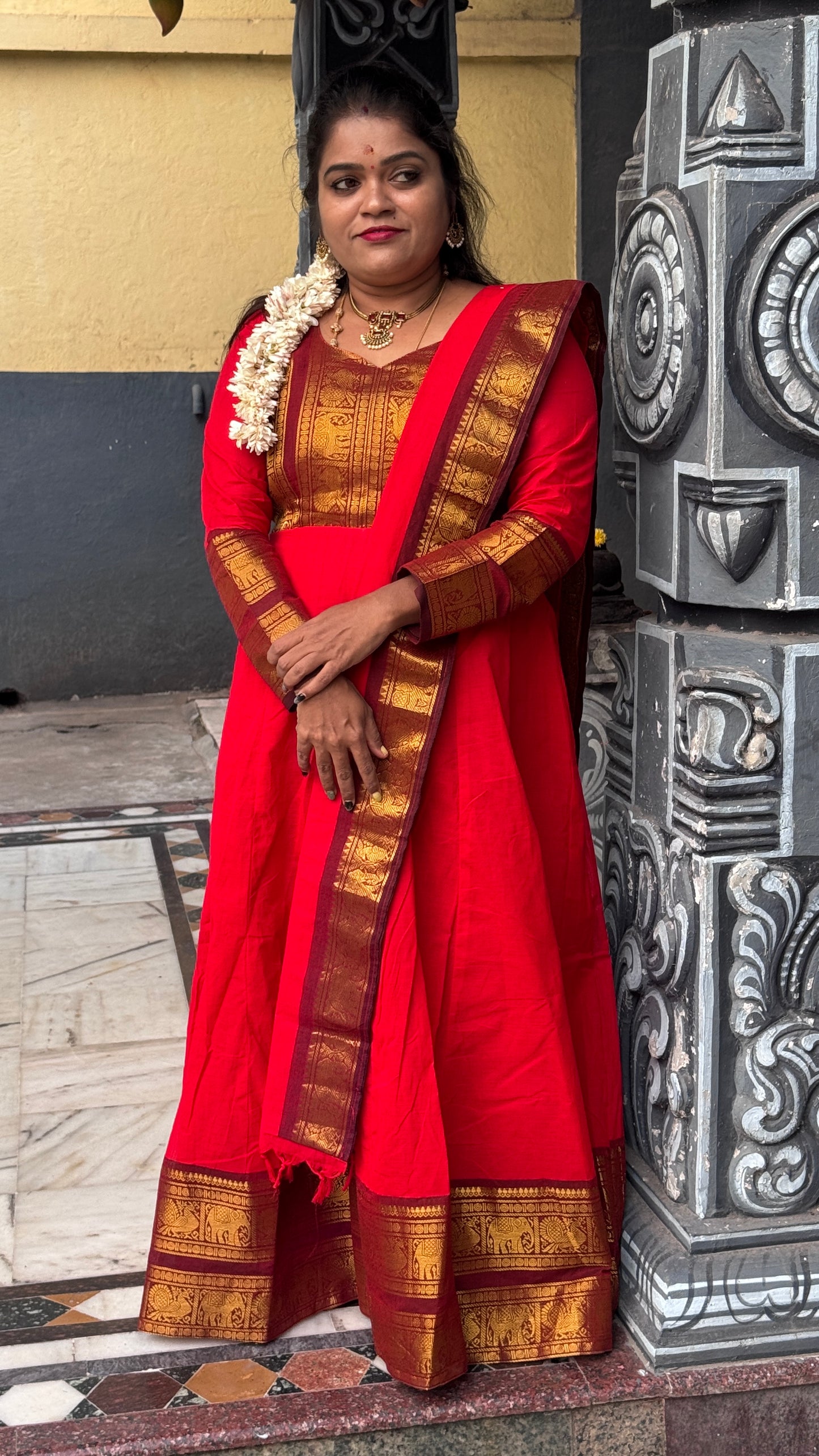 ✨ Premium Kanchi Cotton Anarkali Material (2 Pcs Set) – Unstitched ✨