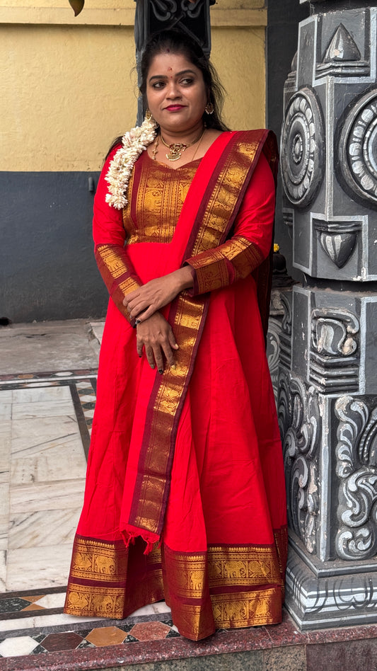 ✨ Premium Kanchi Cotton Anarkali Material (2 Pcs Set) – Unstitched ✨