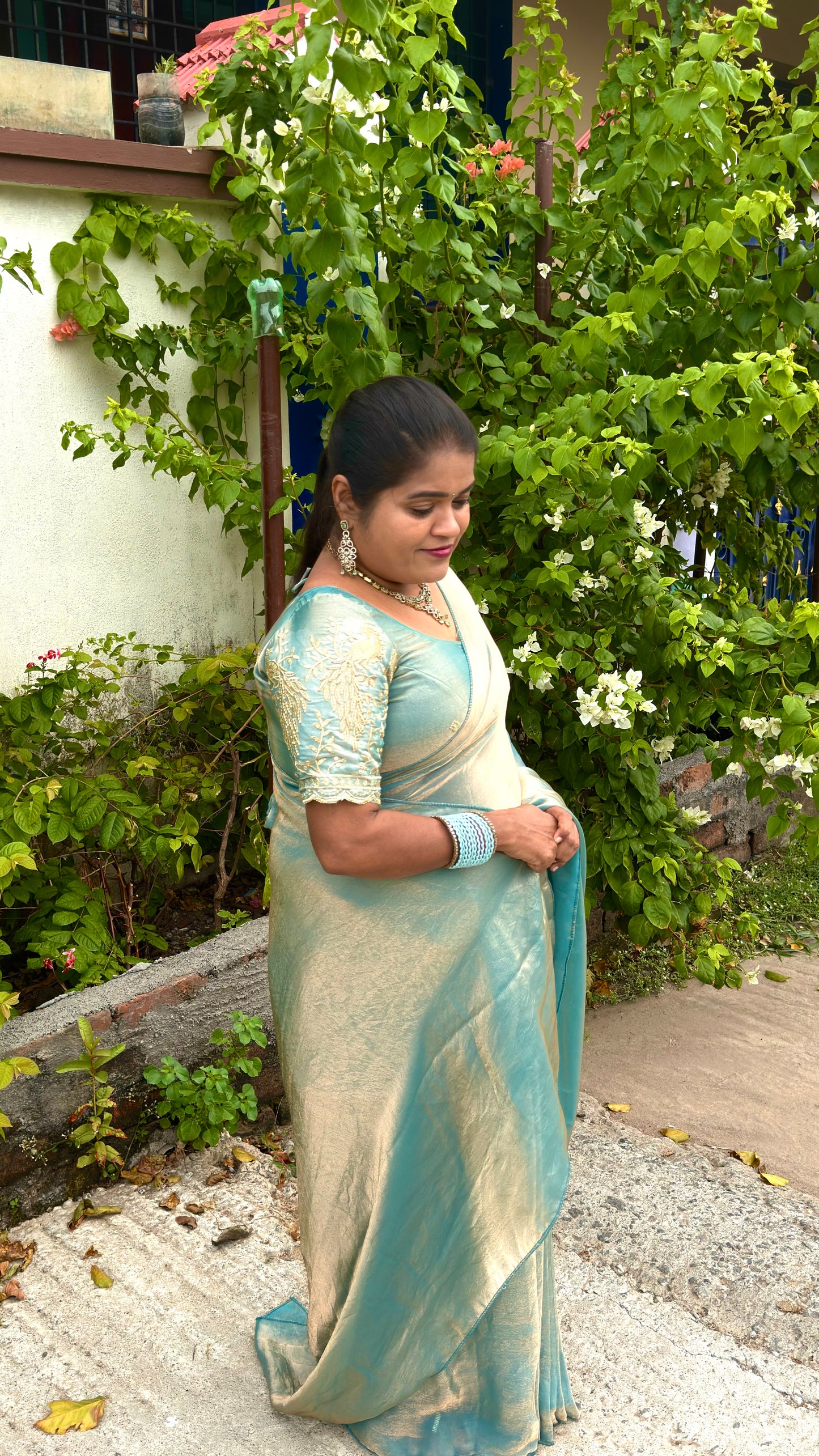 Space Silk Designer Sarees ( blue)