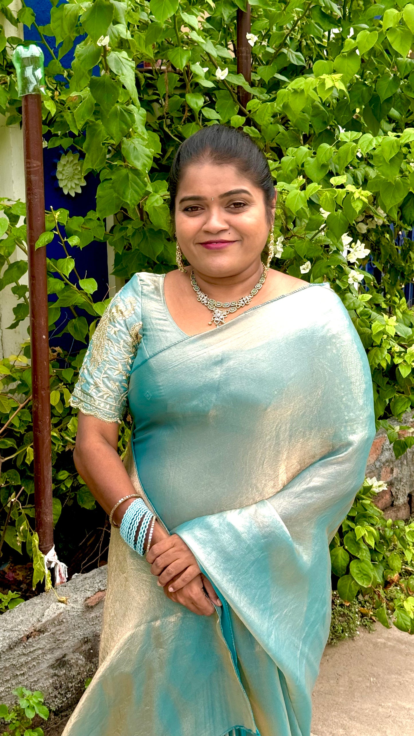Space Silk Designer Sarees ( blue)