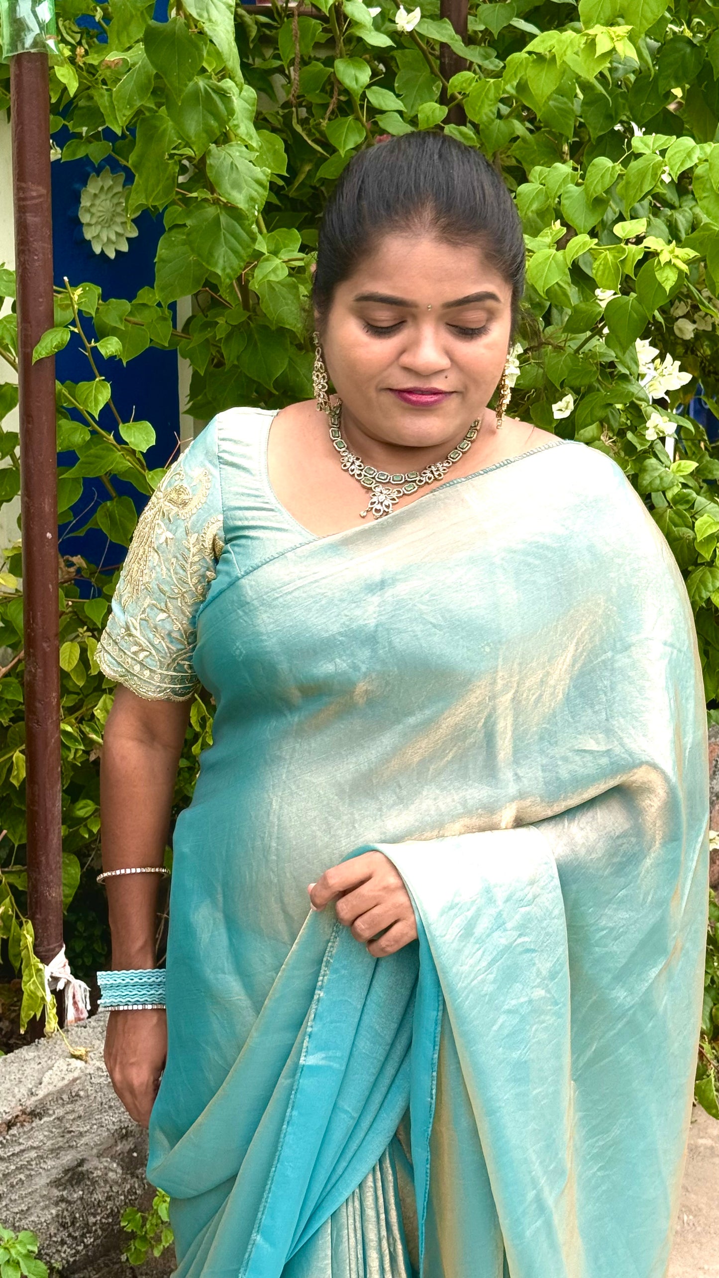 Space Silk Designer Sarees ( blue)