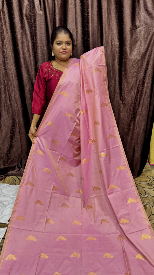 KANCHI SILK SAREE ( baby  pink)