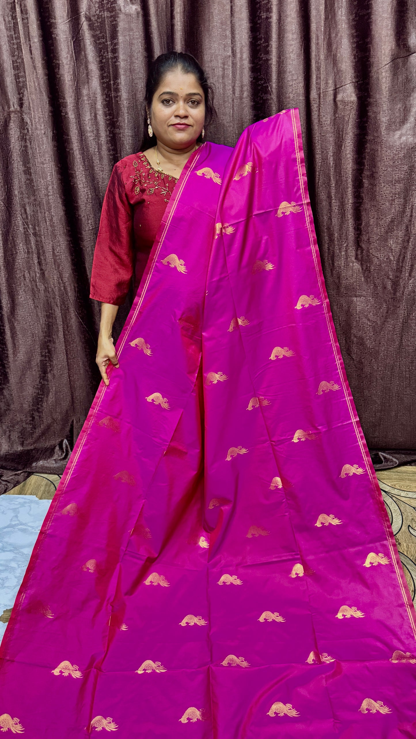 KANCHI SILK SAREE ( rani pink)