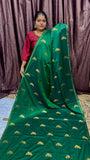 KANCHI SILK SAREE ( dark green )