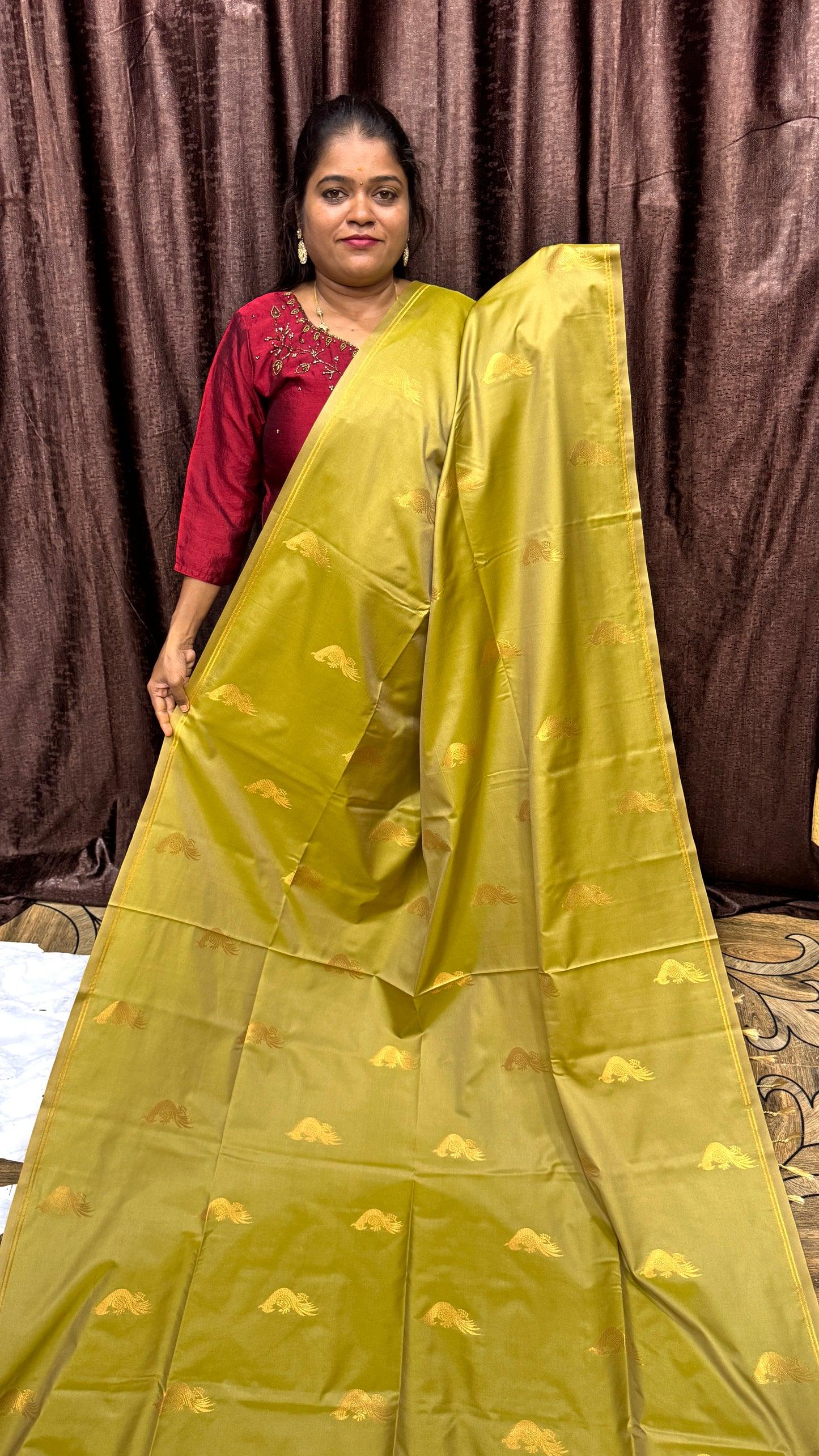 KANCHI SILK SAREE ( mustard yellow )