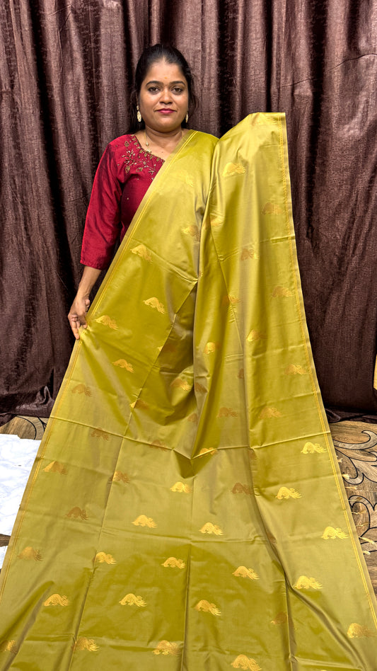 KANCHI SILK SAREE ( mustard yellow )