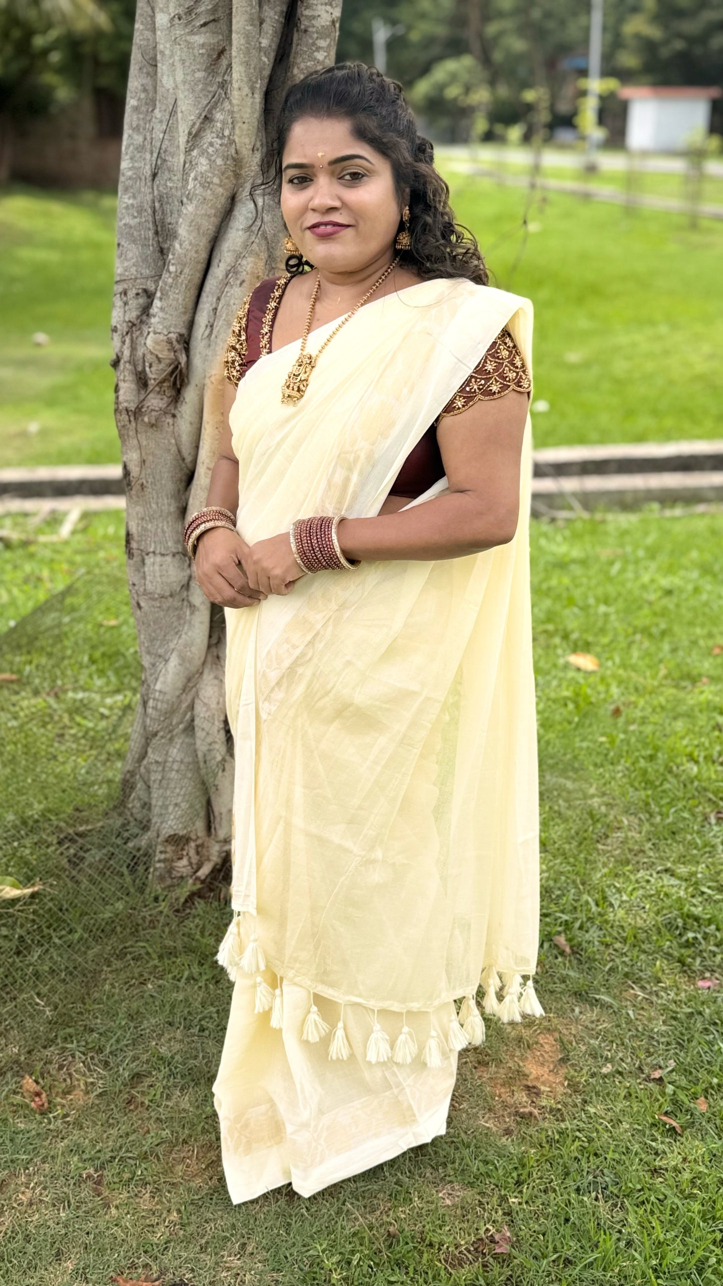 Mul Mul cotton Saree(Onam)
