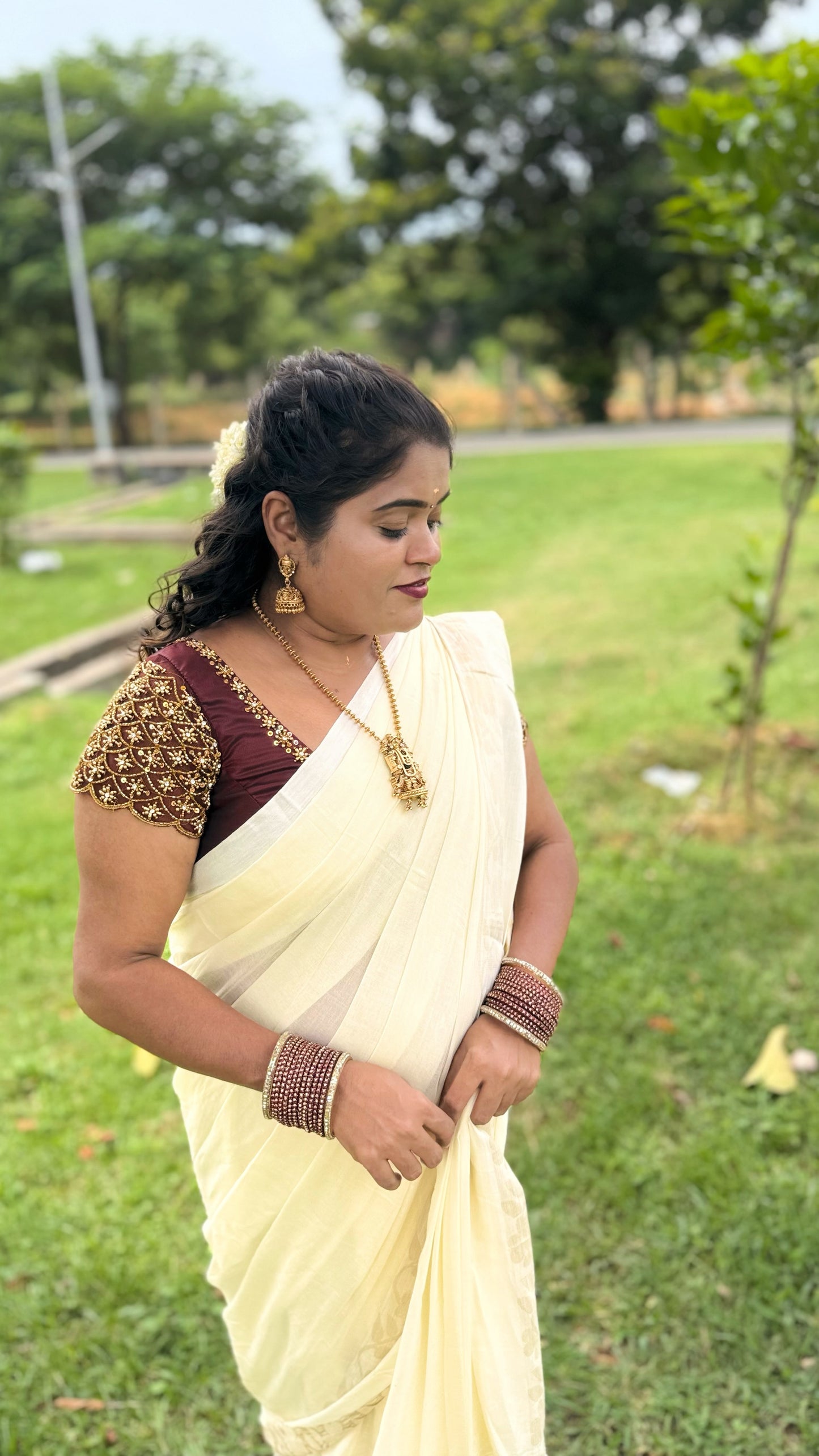 Mul Mul cotton Saree(Onam)