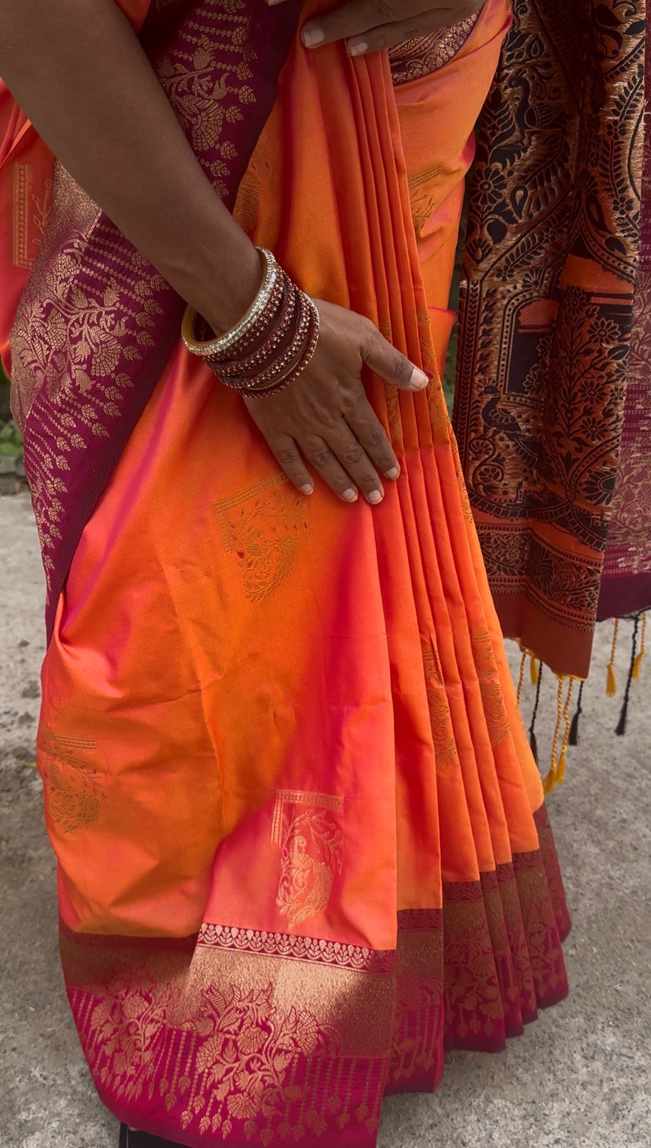 KANCHI SOFT SILK SAREE( pink / Orange)