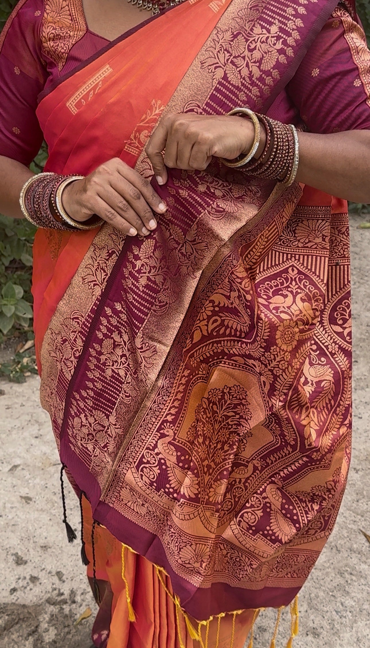 KANCHI SOFT SILK SAREE( pink / Orange)