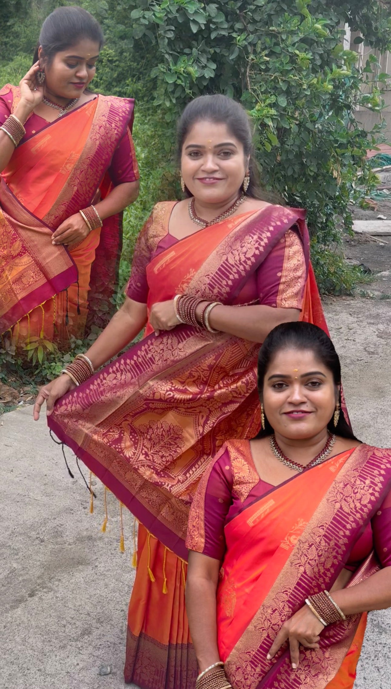 KANCHI SOFT SILK SAREE( pink / Orange)