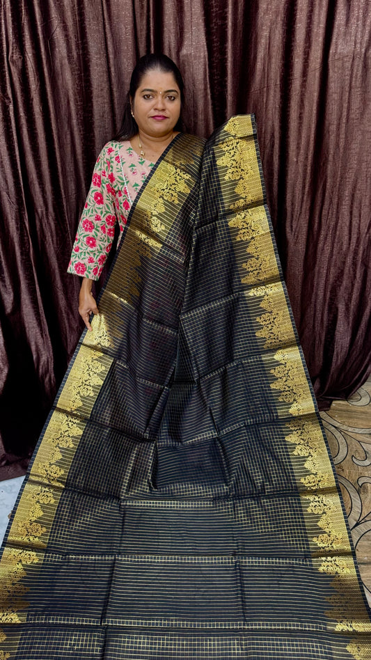 BANARASI SOFT SILK SAREE  BLACK