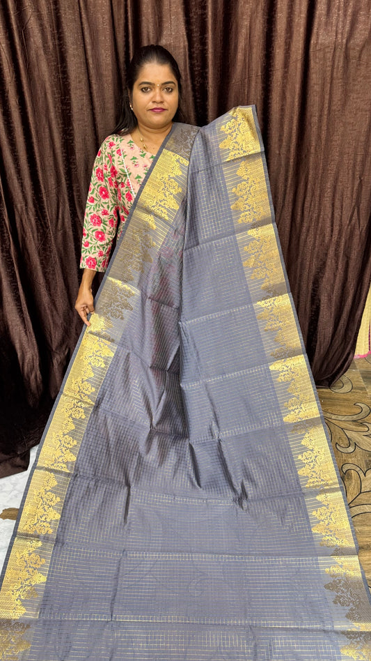 BANARASI SOFT SILK SAREE  GREY