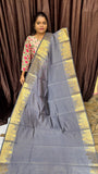 BANARASI SOFT SILK SAREE  GREY