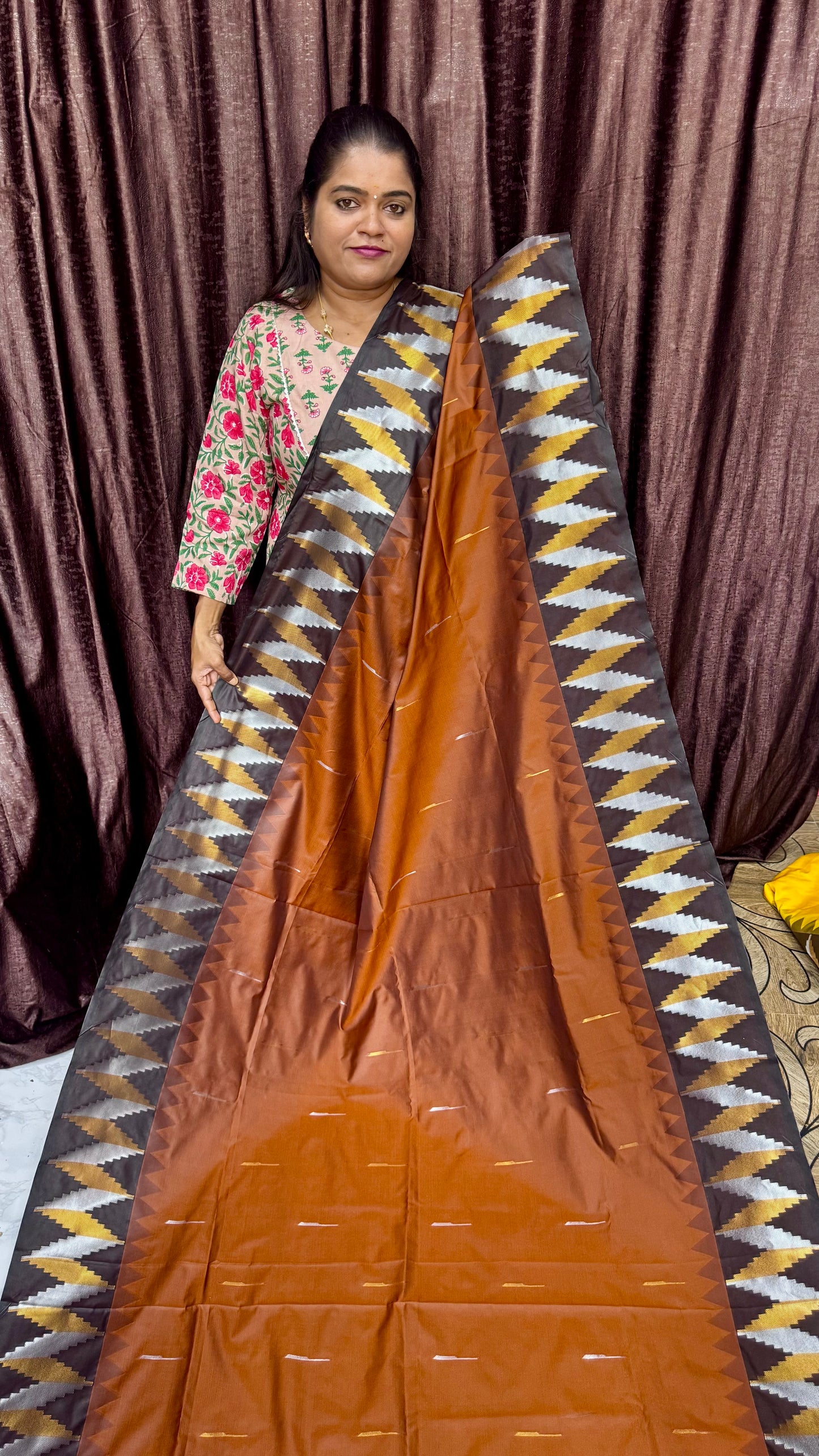 KANCHI SOFT SILK SAREE brown