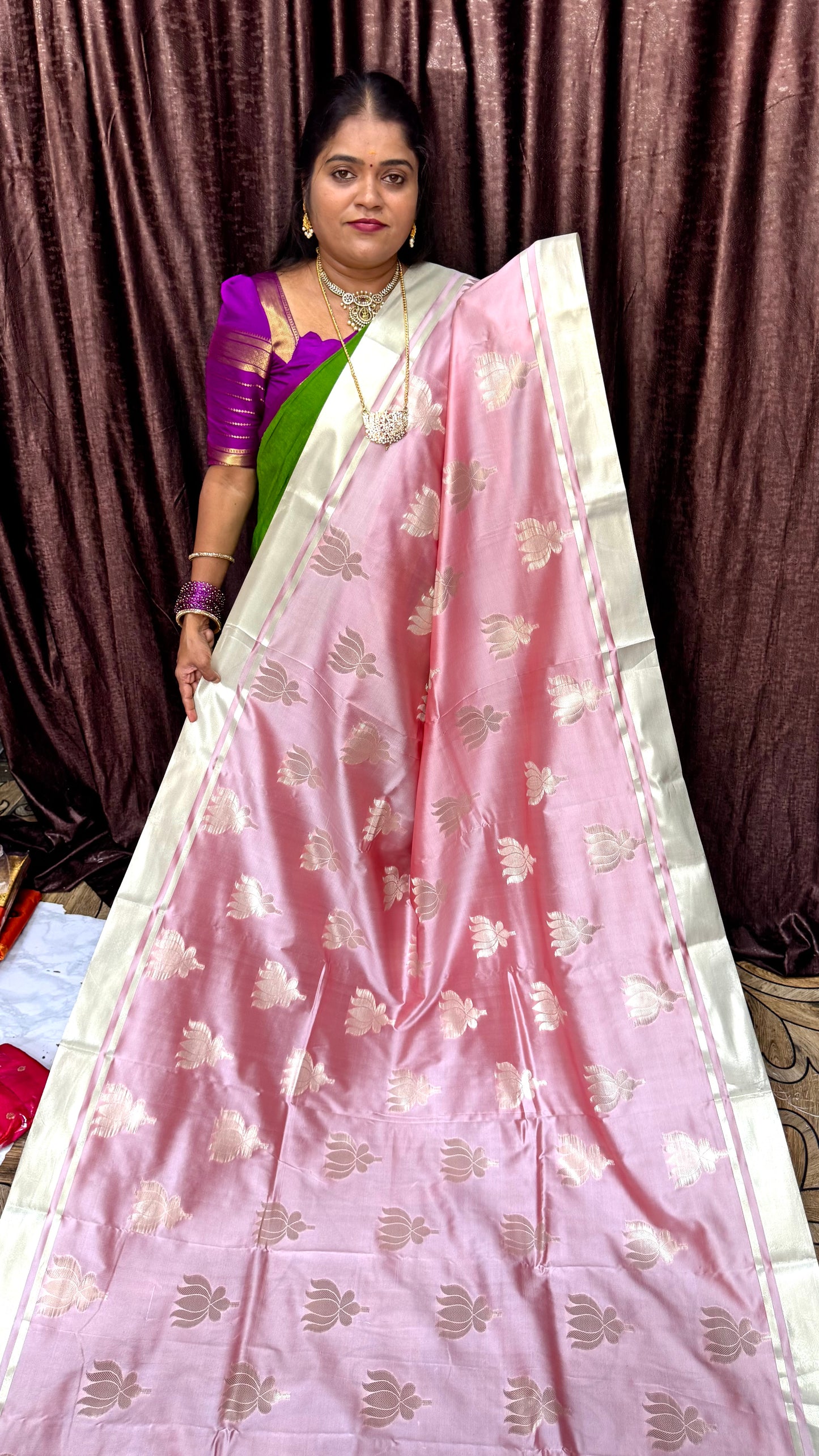 BANARASI SOFT SILK SAREE ( Pink lotus) / pre booking (  15 days dispatch)
