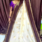 PREMIUM KANCHI SILK SAREE ( CREAM WITH BROWN)