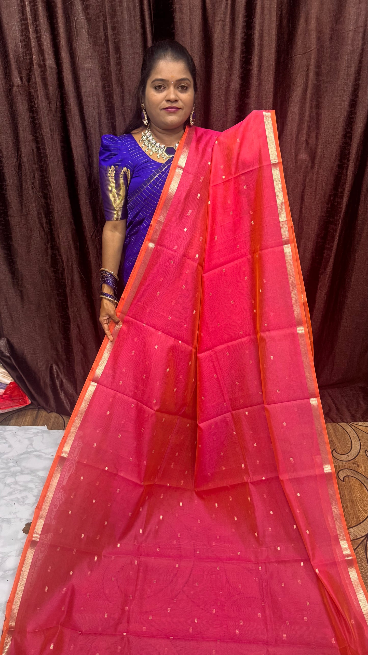 MAGESHWARI COTTON WITH CONTRAST BLOUSE Pre Booking 10 to 15 Days