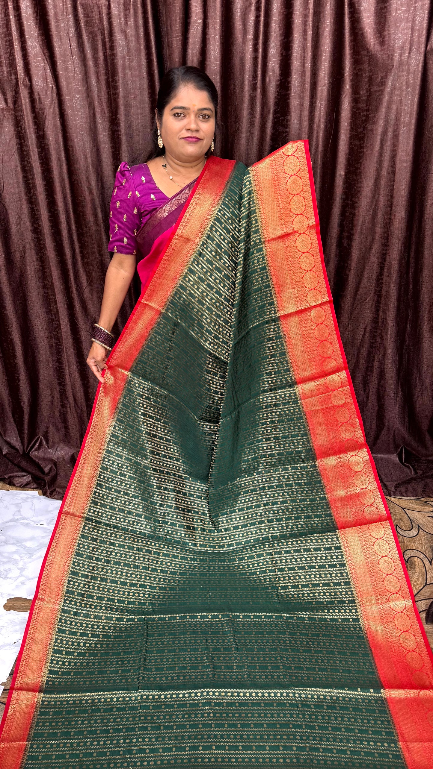 WARM SILK SAREE ( DARK GREEN)