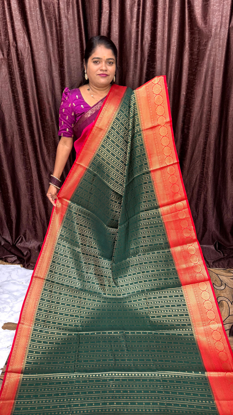 WARM SILK SAREE ( DARK GREEN)