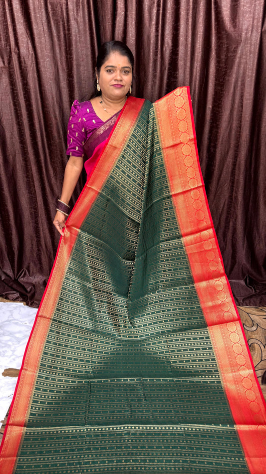 WARM SILK SAREE ( DARK GREEN)