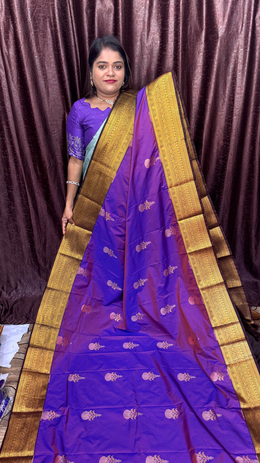 PREMIUM KANCHI SILK SAREE electric purple