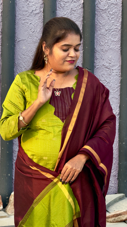 UnStitched raw silk material ( stiched available)