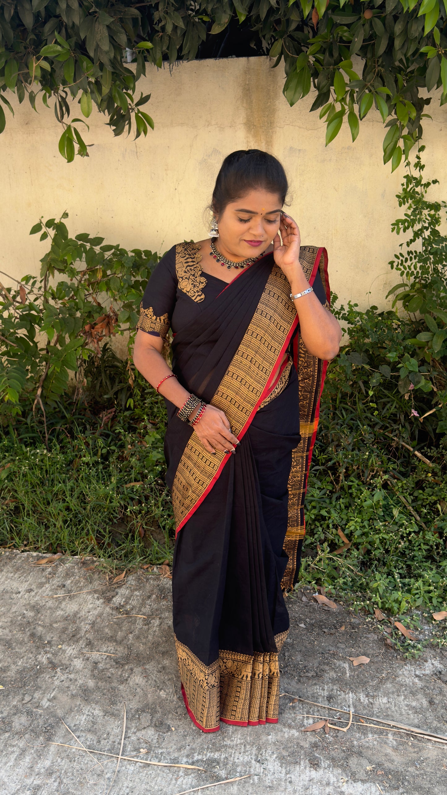Kanchi CHETTINADU COTTON SAREE BLACK