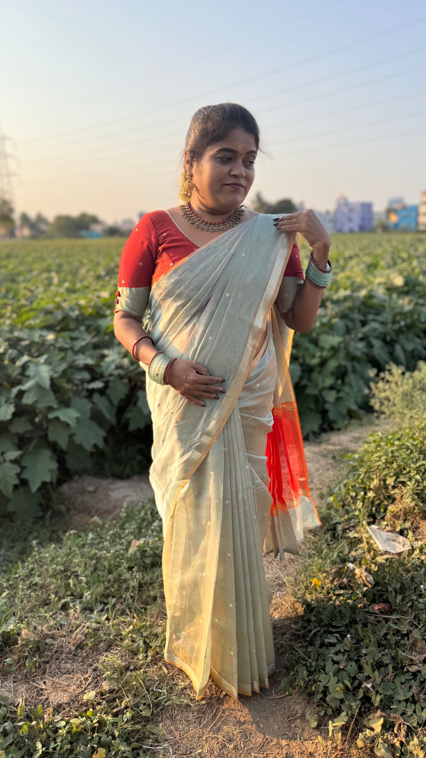 MAGESHWARI COTTON WITH CONTRAST BLOUSE ( COOL )
