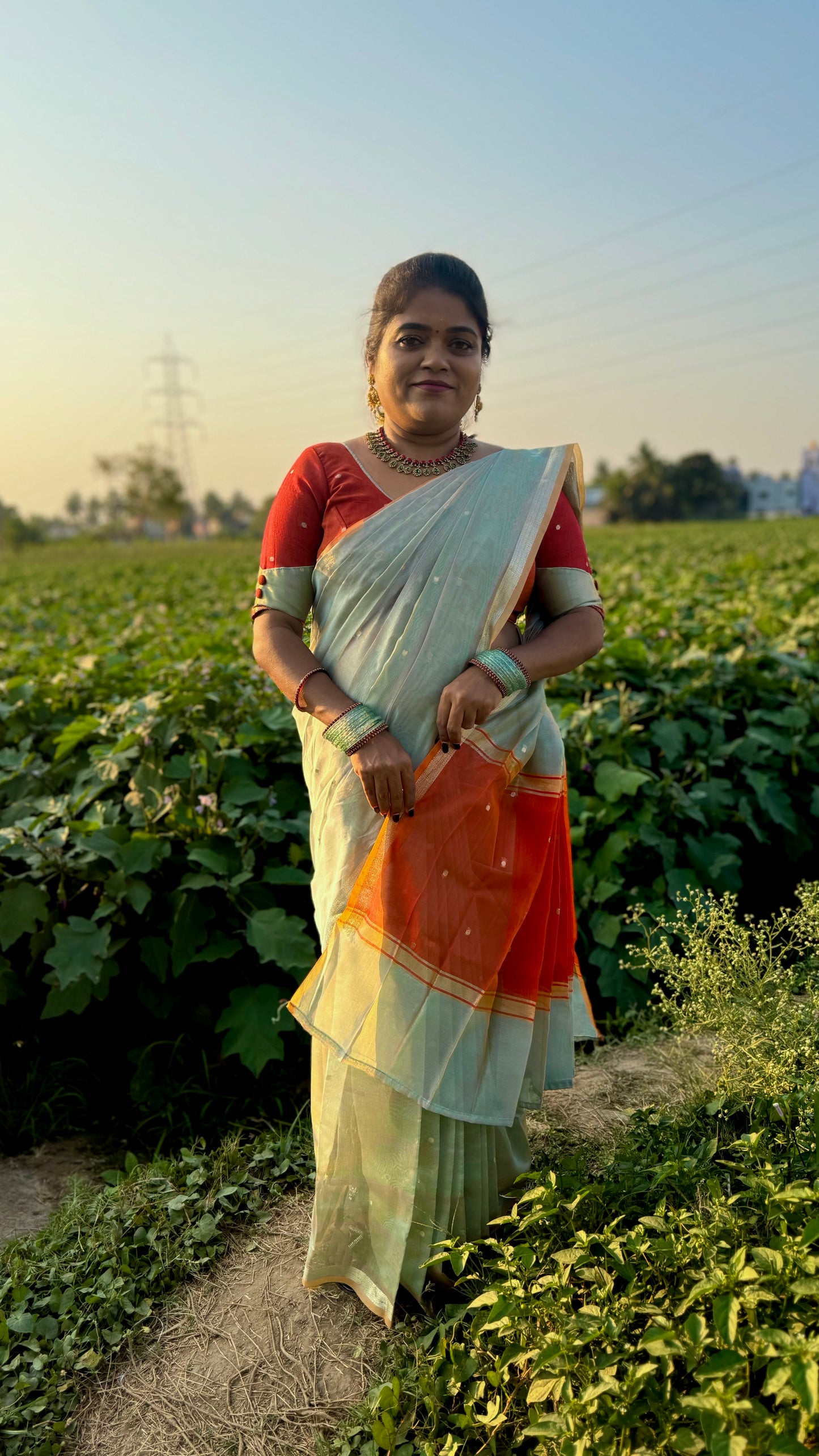 MAGESHWARI COTTON WITH CONTRAST BLOUSE ( COOL )