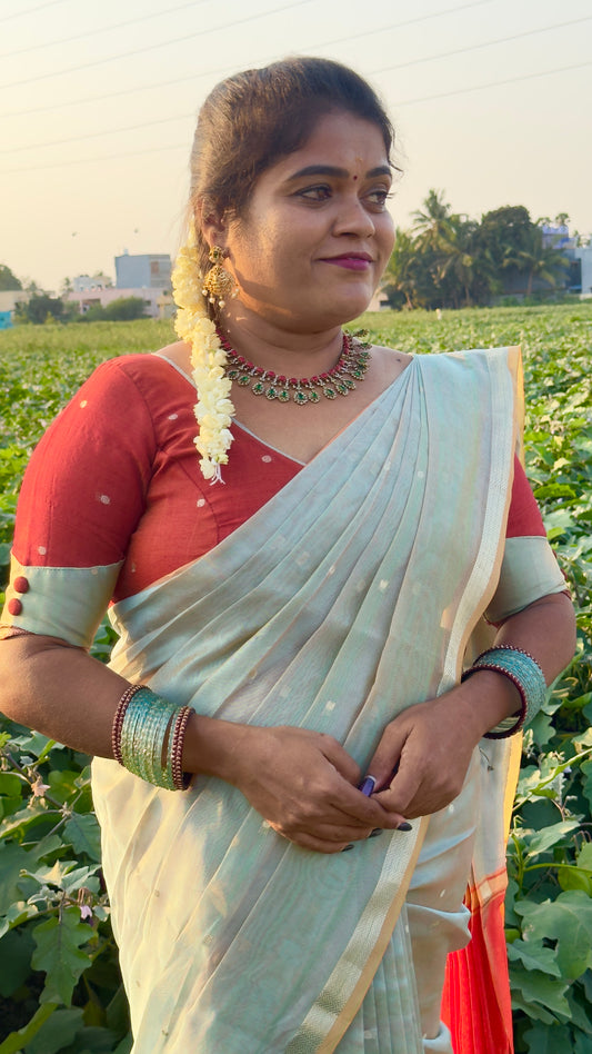 MAGESHWARI COTTON WITH CONTRAST BLOUSE ( COOL )