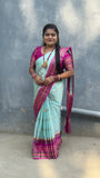 Warm silk saree ( PINK BORDER )