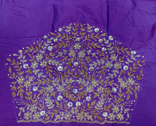 ✨ Elegant Aari Work Blouse Material ✨ (Blu)