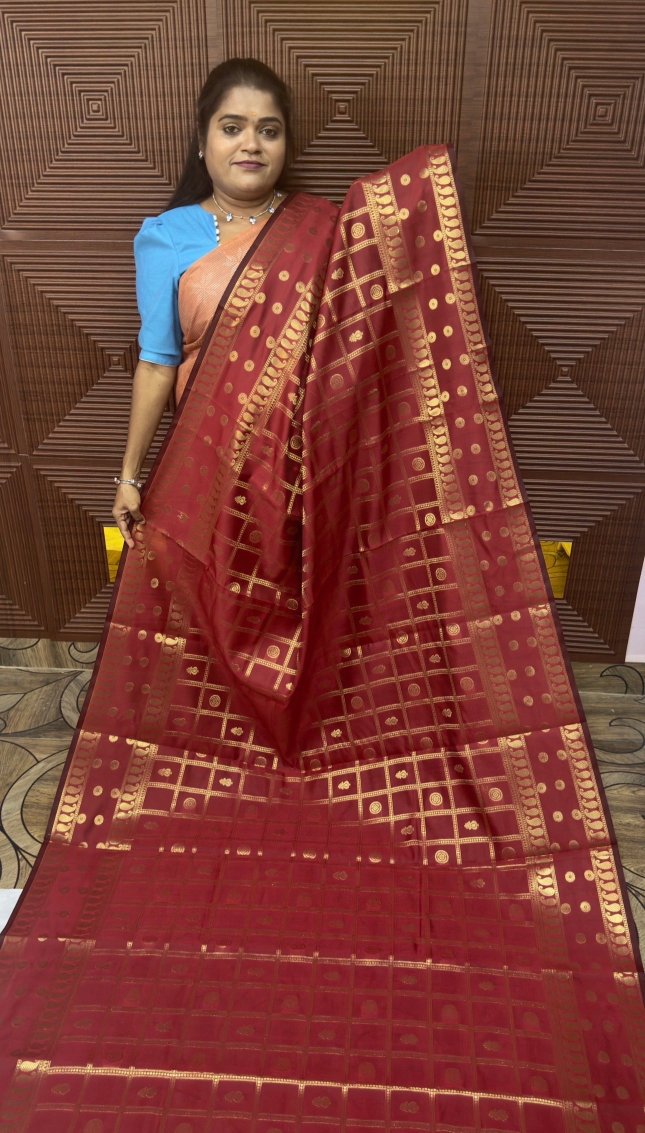 KATTAN SILK SAREE (red check) pre booking 15 days dispatch