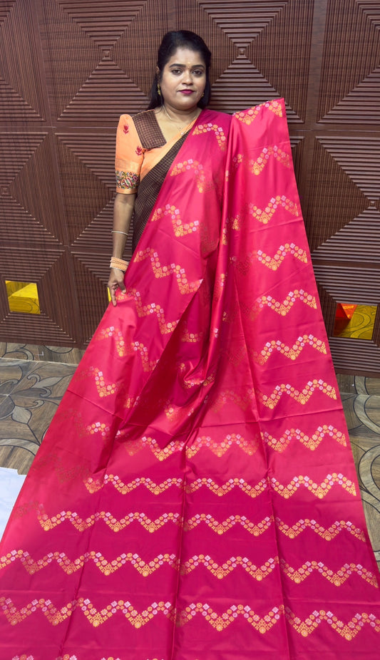 KANCHI SOFT SILK SAREE (rd mix pk)