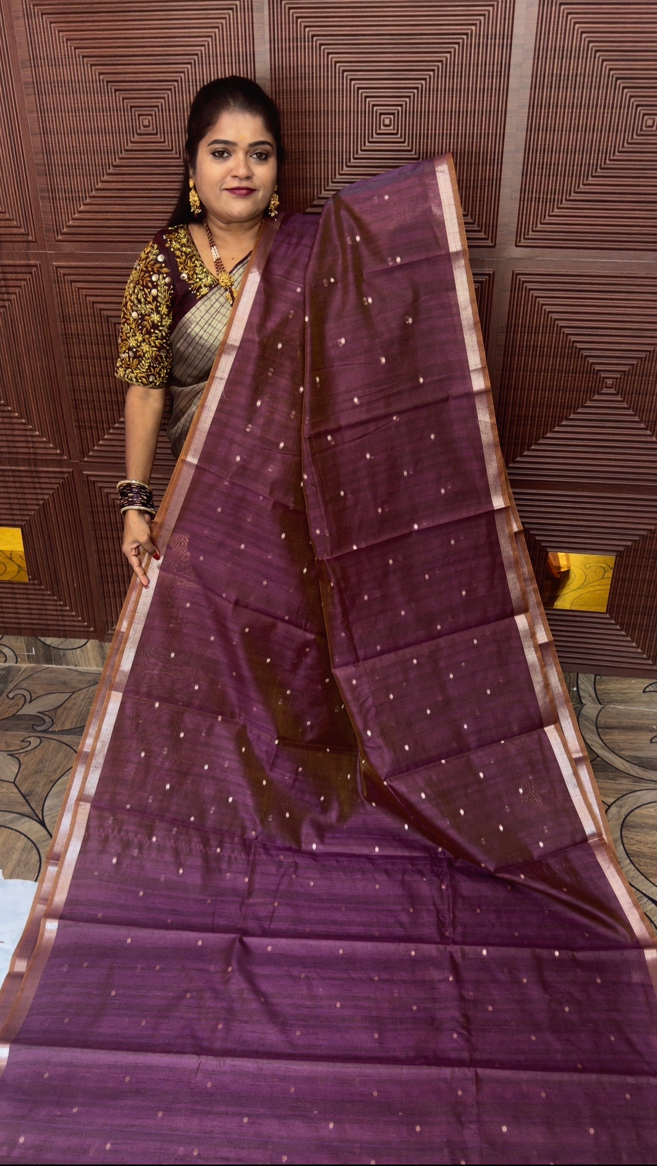 MAGESHWARI COTTON WITH CONTRAST BLOUSE ( galaxy purple)