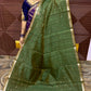 MAGESHWARI COTTON WITH CONTRAST BLOUSE (DARK GREEN )